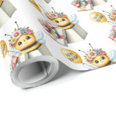 Verrassing geschenkdoos met bij met ballon verjaar cadeaupapier (Rol Hoek)