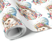 Verrassing geschenkdoos met schattige egel met bal cadeaupapier (Rol Hoek)