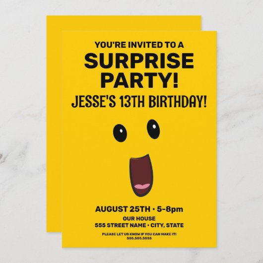 Verrassing Gezicht Verjaardag Uitnodiging (Voorkant / Achterkant)