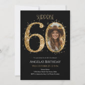 Verrassing Gouden Glitter 60e Verjaardag Foto Kaart (Voorkant)