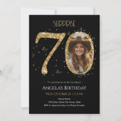 Verrassing Gouden Glitter 70e Verjaardag Foto Kaart (Voorkant)
