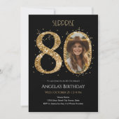 Verrassing Gouden Glitter 80e Verjaardag Foto Kaart (Voorkant)