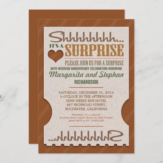 verrassing huwelijksjubileum mooie uitnodigingen (Voorkant / Achterkant)