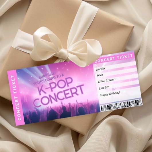Verrassing K-Pop Fan Cadeau Concert Ticket Reveal  Kaart