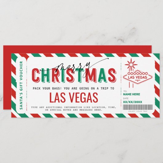 Verrassing Las Vegas reis cadeaubon (Voorkant / Achterkant)