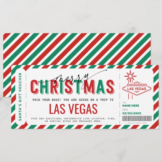 Verrassing Las Vegas reis cadeaubon Kaart (Voorkant / Achterkant)