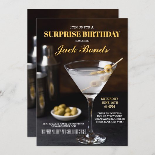 Verrassing Martini Black Stropdas Event Verjaardag Kaart (Voorkant / Achterkant)