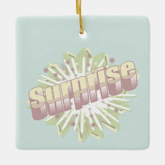 Verrassing onomatopee explosie keramisch ornament (Voorkant)