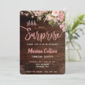 Verrassing Party uitnodiging, florale string licht Kaart (Staand voorkant)