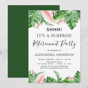 Verrassing Pensioen Party Tropische Palm Bloemen Kaart