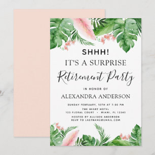 Verrassing Pensioen Party Tropische Palm Bloemen Kaart