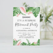 Verrassing Pensioen Party Tropische Palm Bloemen Kaart (Staand voorkant)