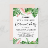 Verrassing Pensioen Party Tropische Palm Bloemen Kaart (Voorkant / Achterkant)