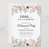Verrassing Pensioenfeest Elegante Pastel Bloemen Kaart (Voorkant)