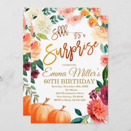 Verrassing Pompoen Verjaardag, Herfst Verjaardagsf Kaart (Voorkant / Achterkant)