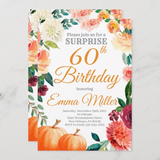 Verrassing Pompoenen Herfst Verjaardag Kaart (Voorkant / Achterkant)