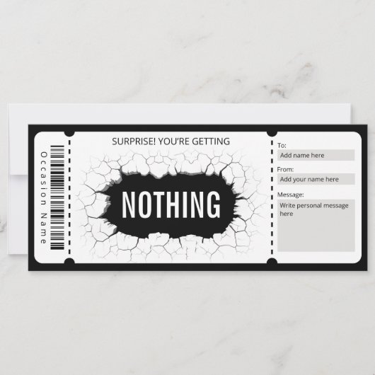 Verrassing Printable Niets Cadeaubon Kaart (Voorkant)