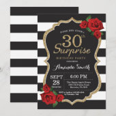 Verrassing Red Rose 30e verjaardag uitnodiging gou (Voorkant / Achterkant)