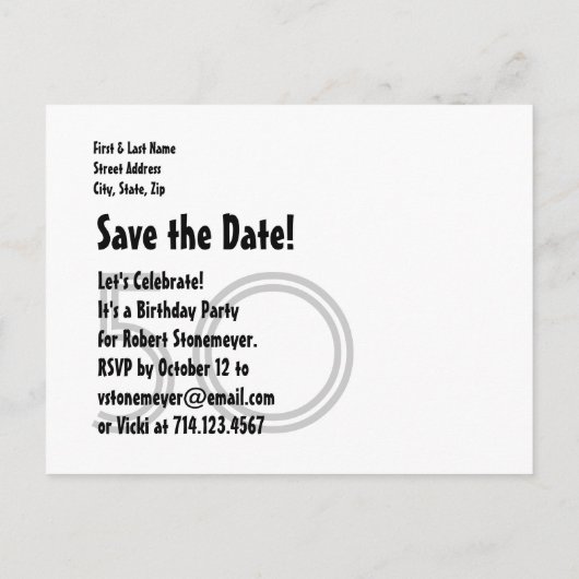 Verrassing Save the Date 50th Verjaardagsfeest A02 Aankondigingskaart (Achterkant)