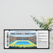 Verrassing Tennis Match Ticket Cadeaubon Kaart (Staand voorkant)