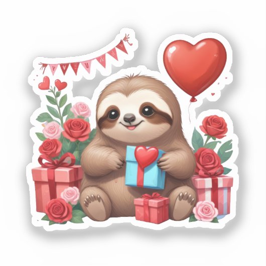 Verrassing van de Valentijn van Sloth Sticker (Voorkant)