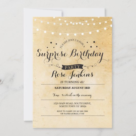 Verrassing Verjaardag 40e 50e 60e Bloemenuitnodigi Kaart (Voorkant)