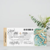 Verrassing Verjaardag Boarding Pass Italië Reistic Kaart (Staand voorkant)