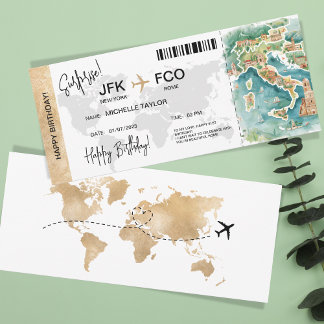 Verrassing Verjaardag Boarding Pass Italië Reistic Kaart