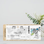 Verrassing Verjaardag Boarding Pass Trip Ticket Gr Kaart (Staand voorkant)