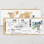 Verrassing Verjaardag Boarding Pass Trip Ticket Gr Kaart (Voorkant / Achterkant)