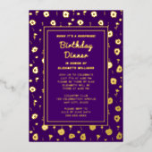 Verrassing Verjaardag Diner Party Floral Elegant Folie Uitnodiging (Voorkant)
