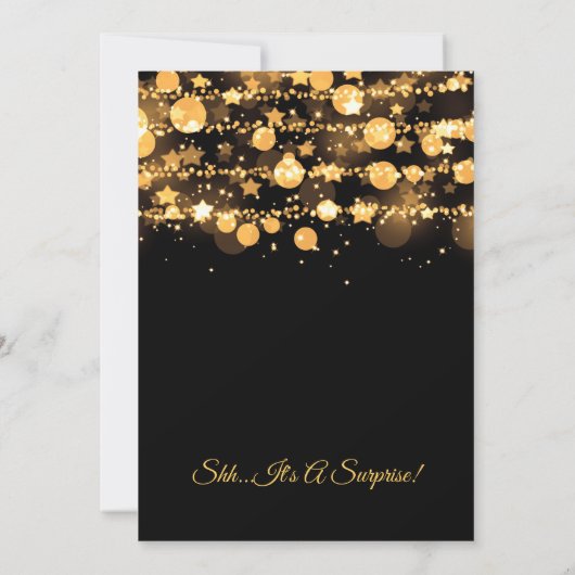 Verrassing Verjaardag Gouden Sparkling Lights & St Kaart (Achterkant)