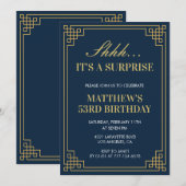 Verrassing Verjaardag Navy blauw Goud Mannen 53e V Kaart (Voorkant / Achterkant)