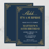 Verrassing Verjaardag Navy blauw Gouden Mannen 44e Kaart (Voorkant / Achterkant)