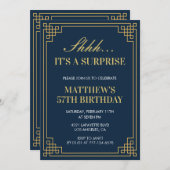 Verrassing Verjaardag Navy blauw Gouden Mannen 57e Kaart (Voorkant / Achterkant)