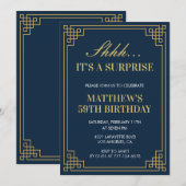 Verrassing Verjaardag Navy blauw Gouden Mannen 59s Kaart (Voorkant / Achterkant)