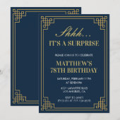 Verrassing Verjaardag Navy blauw Gouden Mannen 78s Kaart (Voorkant / Achterkant)