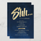 Verrassing Verjaardag Navy Gold Kaart (Voorkant / Achterkant)