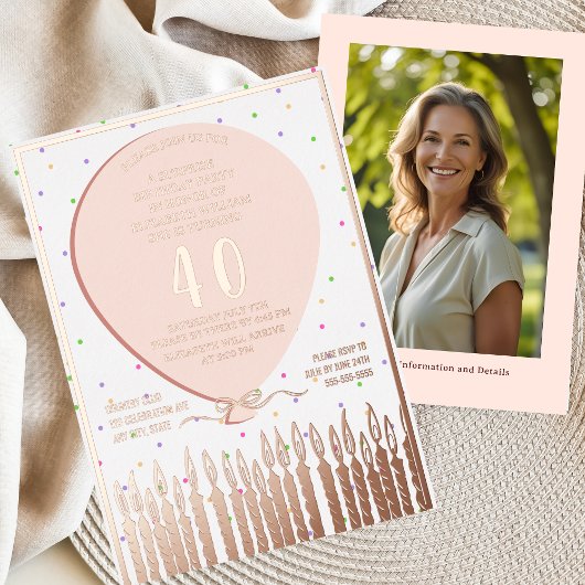 Verrassing Verjaardag Party Folie Invitation 40th Folie Uitnodiging