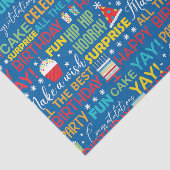 Verrassing Verjaardag Party Typografie Patroon Tissuepapier (Detail)