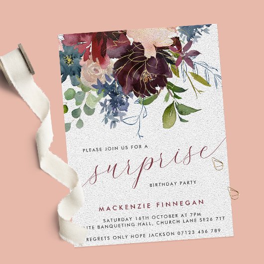 Verrassing Verjaardagsfeest Bourgondië & Navy Bloe Kaart