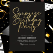 Verrassing Verjaardagsfeest Elegant Zwart & Goud Kaart