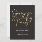 Verrassing Verjaardagsfeest Elegant Zwart & Goud Kaart (Voorkant)