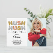 Verrassing Verjaardagsfeest Hush Hush Foto Metalli Kaart (Staand voorkant)