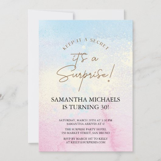 Verrassing Verjaardagsfeest kleurrijke Waterverf Kaart (Voorkant)