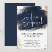 Verrassing Verjaardagsfeest marine en gouden Water Kaart (Voorkant / Achterkant)