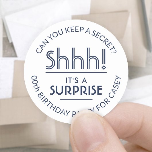 Verrassing Verjaardagsfeest Stijlvol Wit & Navy Bl Ronde Sticker