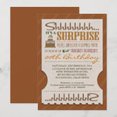 Verrassing verjaardagsfeest vet typografie ticket kaart (Voorkant / Achterkant)