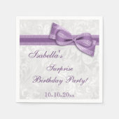 Verrassing verjaardagsfeestje Damask en Bow Servet (Voorkant)