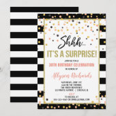 Verrassing verjaardagsfeestje roos gouden zwarte g kaart (Voorkant / Achterkant)